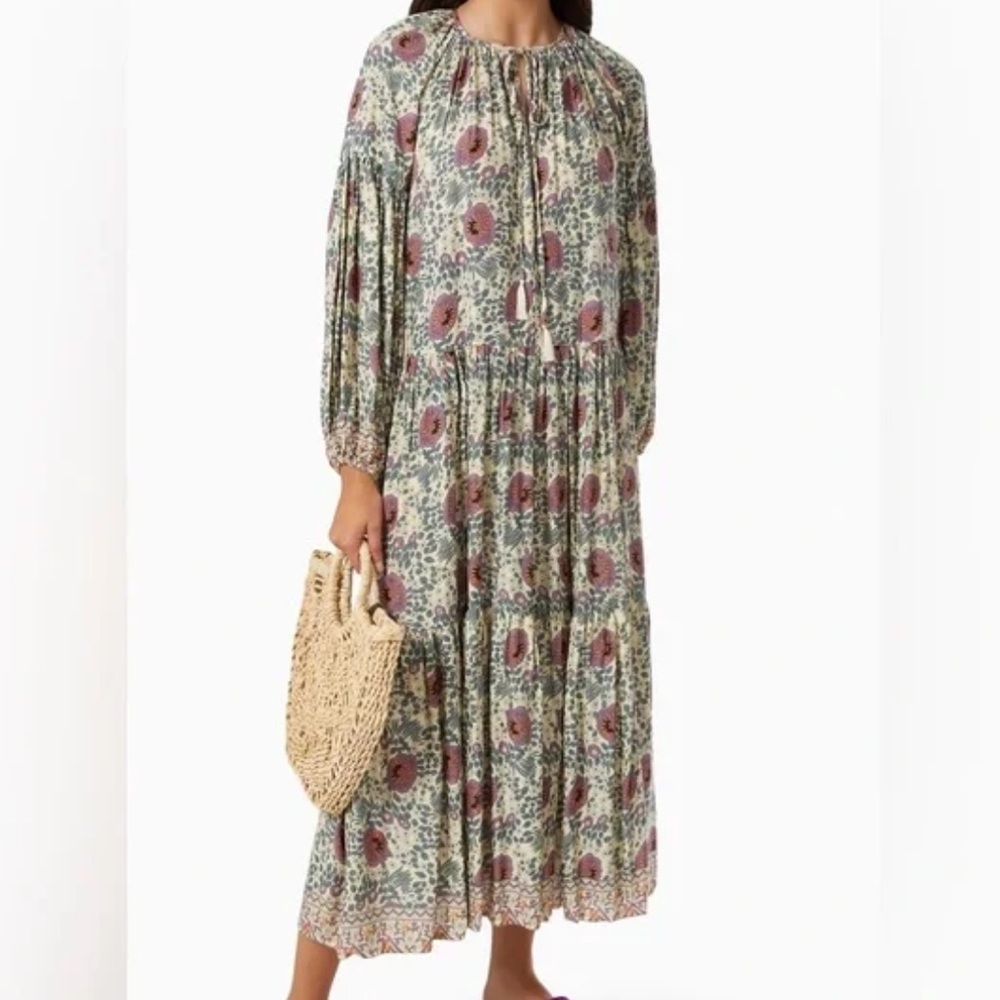 Natalie Martin Women’s Briana Floral Boho Cottage Core Maxi Peasant Dress Small